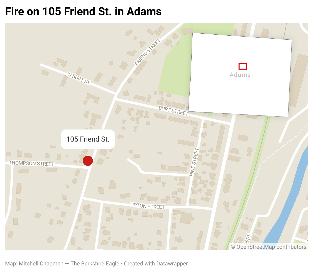 Fire on Friend Street Adams map
